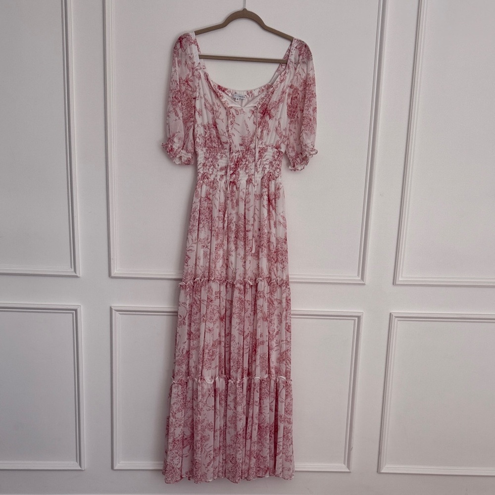 Baltic Born Pink and White/pink Floral Tiered Maxi Dress